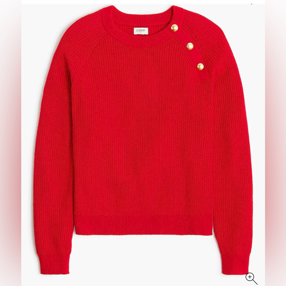 J. Crew Factory: Button Raglan Crewneck Women's Red Sweater- XXS